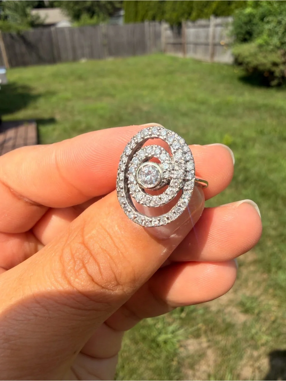 14k White Gold .87 Ctw Natural Diamond Vintage BH By Effy Ring Size 5.75.